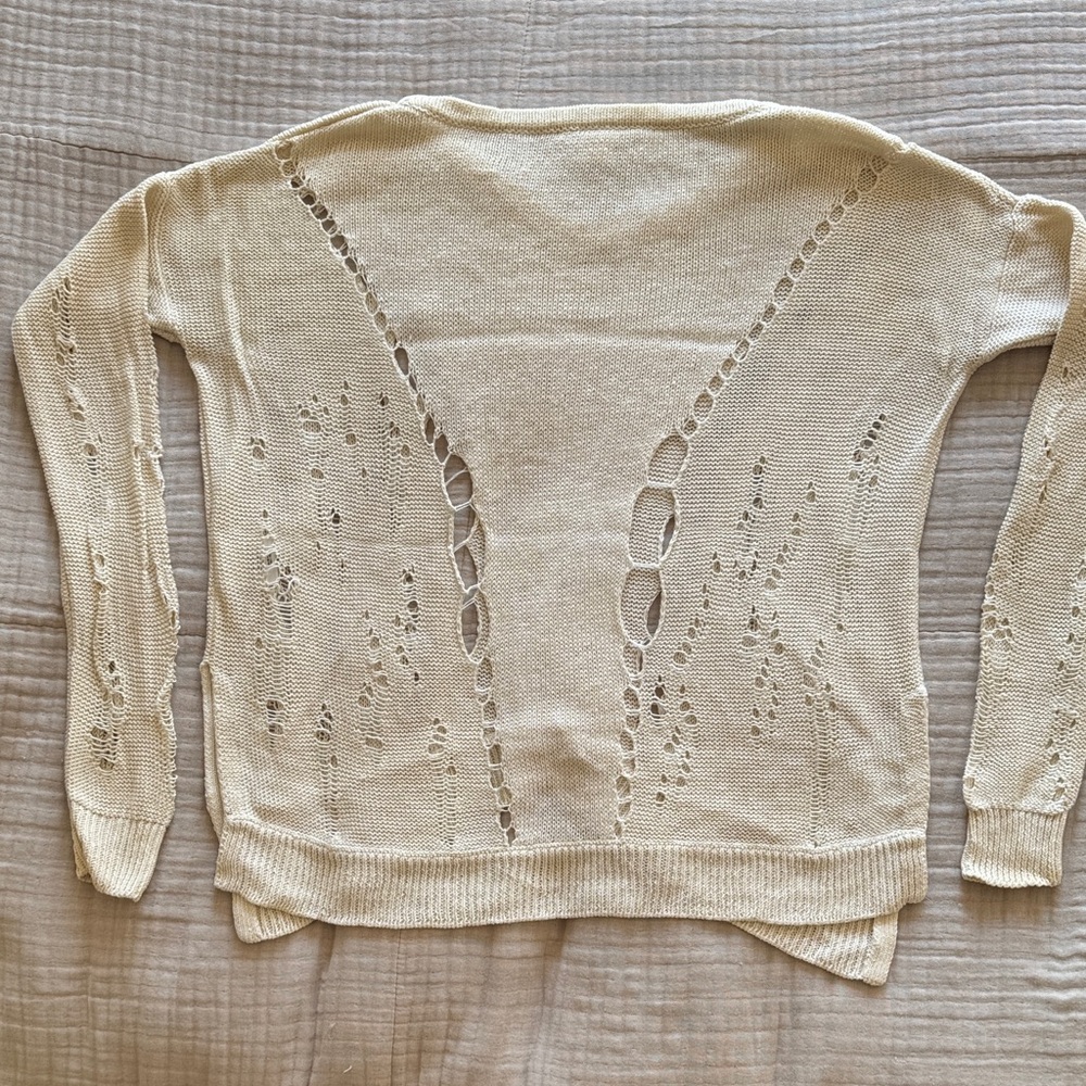 Helmut Lang Cream Sweater with Pointelle Holes - Picture 7 of 14